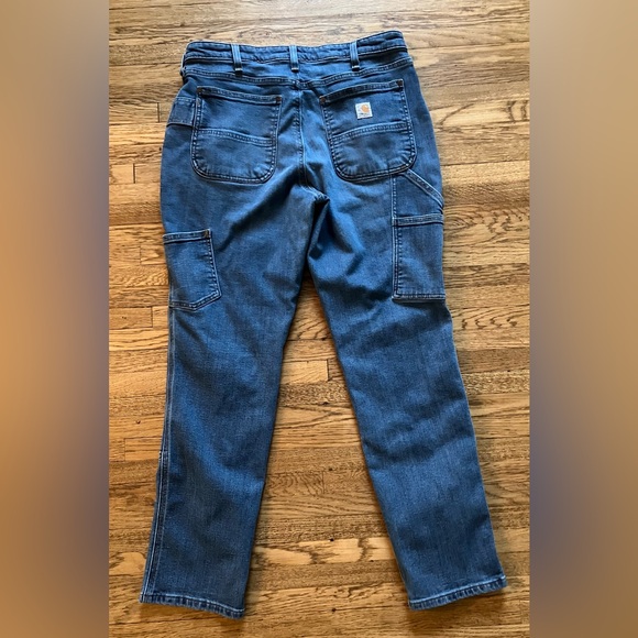 Carhartt Relaxed Fit Double Knee Jeans Straight Leg Light Wash 12 R - Picture 3 of 3